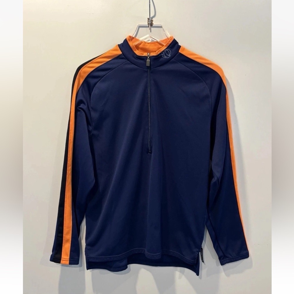 Pearl Izumi Cycling Jersey Mens Medium Blue Orange Long Sleeve 1/4 Zip USA Made